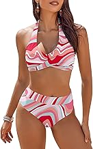 AI'MAGE Women's Two Piece Swimsuit V-Neck Floral Pattern Bikini Swimwear Bikini Sets, S-XXL
