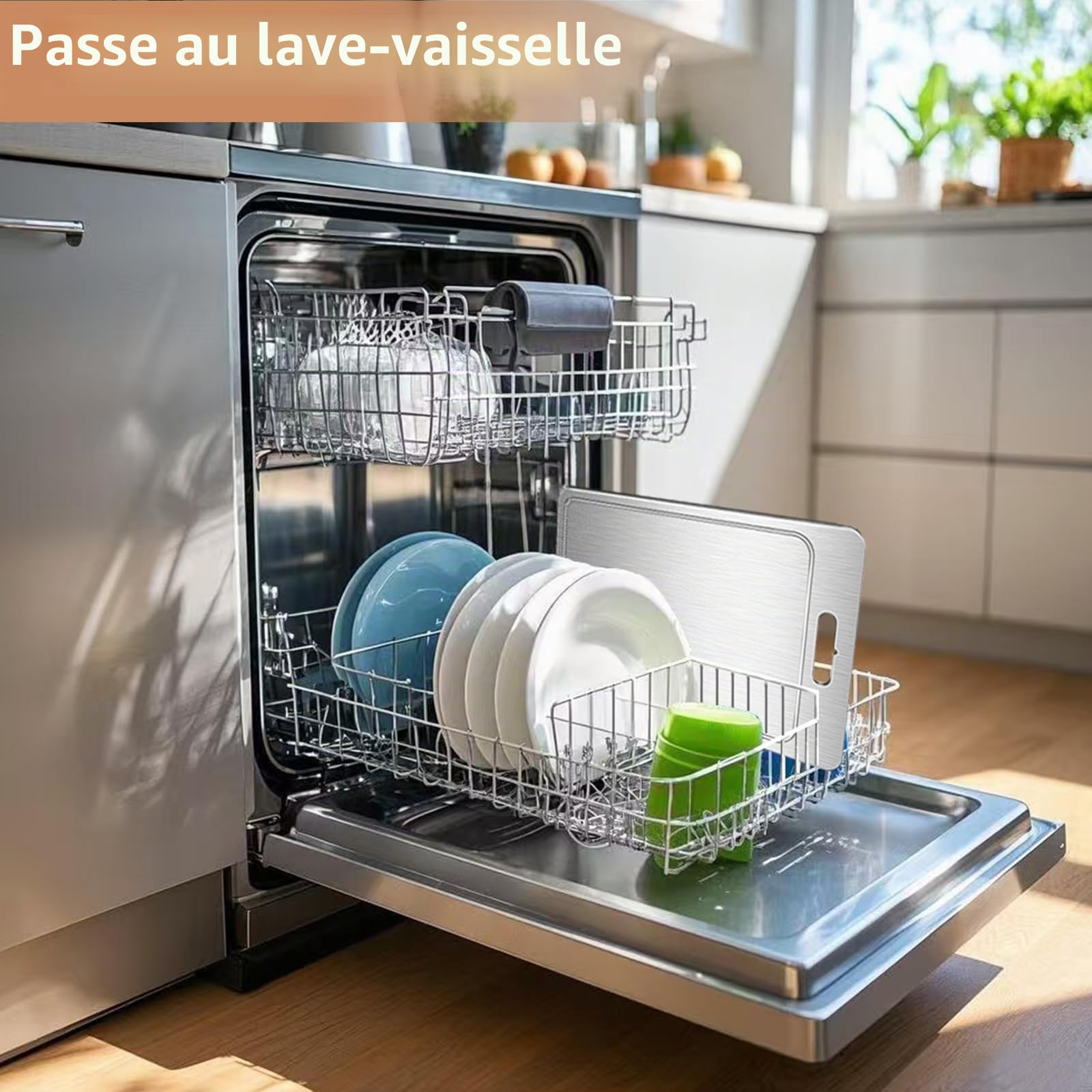 Planche à découper en titane 100 % pur titane avec rainure pour jus, planche à découper double face de qualité alimentaire pour couper la viande, les légumes, les fruits (titane-moyen)