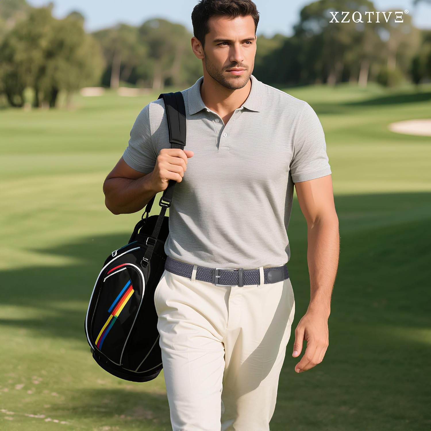 XZQTIVE Braided Stretch Belt Mens Gift Elastic Woven Belt for Golf Casual Pants Shirts Jeans - Image 6