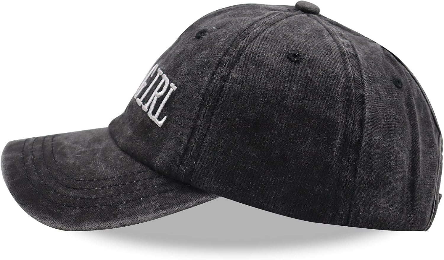 OASCUVER Women Lake Girl Ponytail Hat, Embroidery Adjustable Baseball Cap Washed Distressed Messy High Bun Ponycap … - Image 3