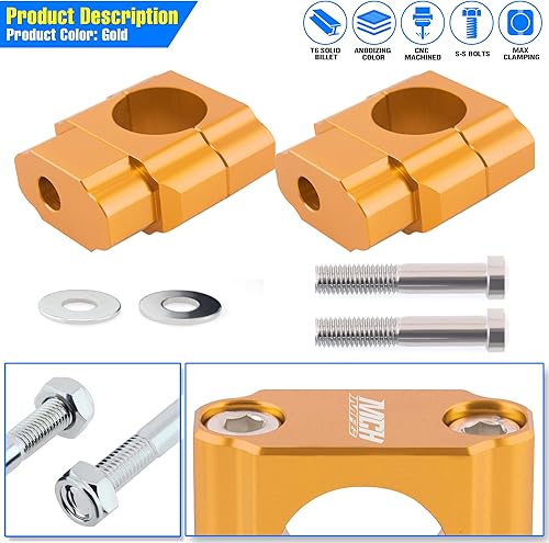 Miniatura 5 de Elevadores de manillar de motocicleta de 1 18 pulgadas, soportes de abrazadera de manillar de 1.102 in para 110 cc, 125 cc, 150 cc, 200 cc, ATV