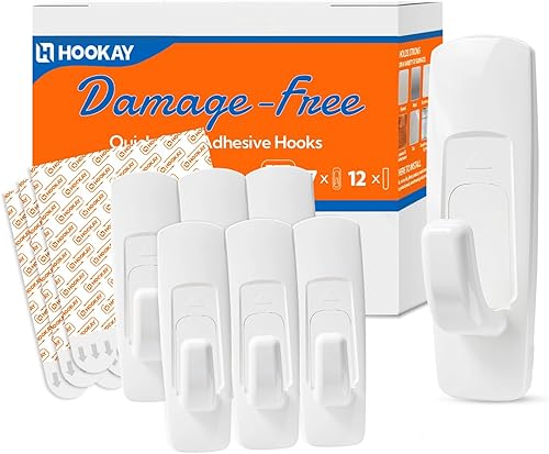 hookay Ganchos utilitarios de 5 libras, ganchos de pared para colgar sin daños, sin herramientas, artículos de organización colgantes extraíbles en
