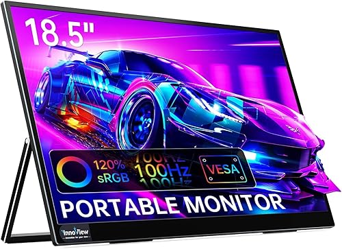 InnoView Monitor portátil de 18.5 pulgadas 100 Hz 120% sRGB, 1080P FHD IPS Monitor portátil grande para portátil USB C HDMI HDR Monitor de viaje con