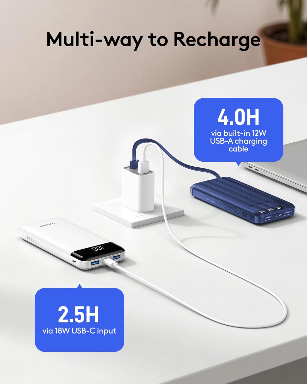 Orfeika Fast Charging Portable Charger Power Bank with Built-in 4 Cables 5 71XWWsQL 9L. AC SL1500