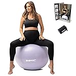 BABYGO Birthing Ball - Pregnancy Yoga Labor & Exercise Ball & Book Set Trimester Targeting, Maternity Physio, Birth & Recovery Plan Included Anti Burst Eco Friendly (Lavender, 65cm - Electric)