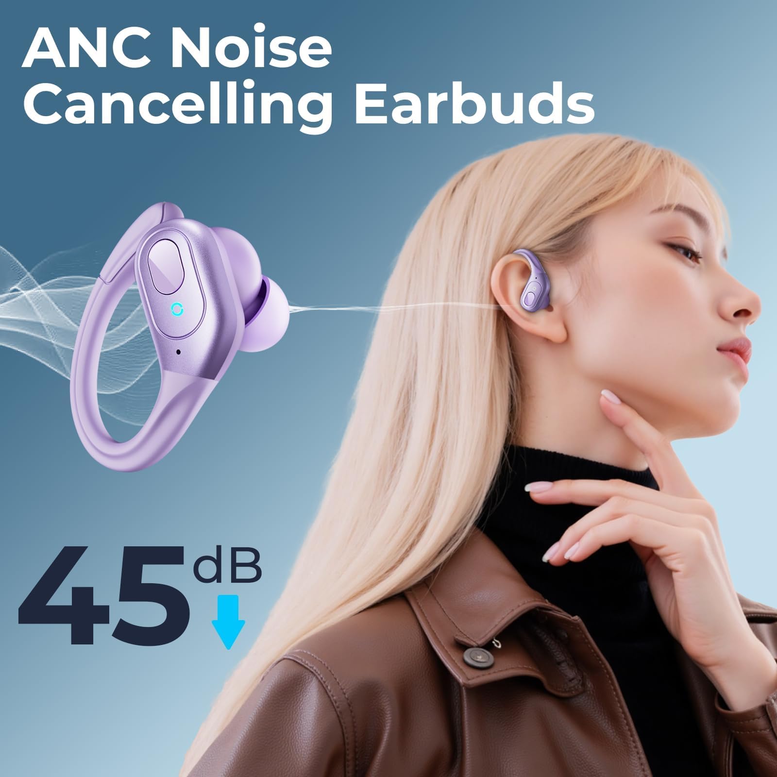Occiam Active Noise Cancelling Earbuds Wireless Bluetooth Headphones - Dettaglio