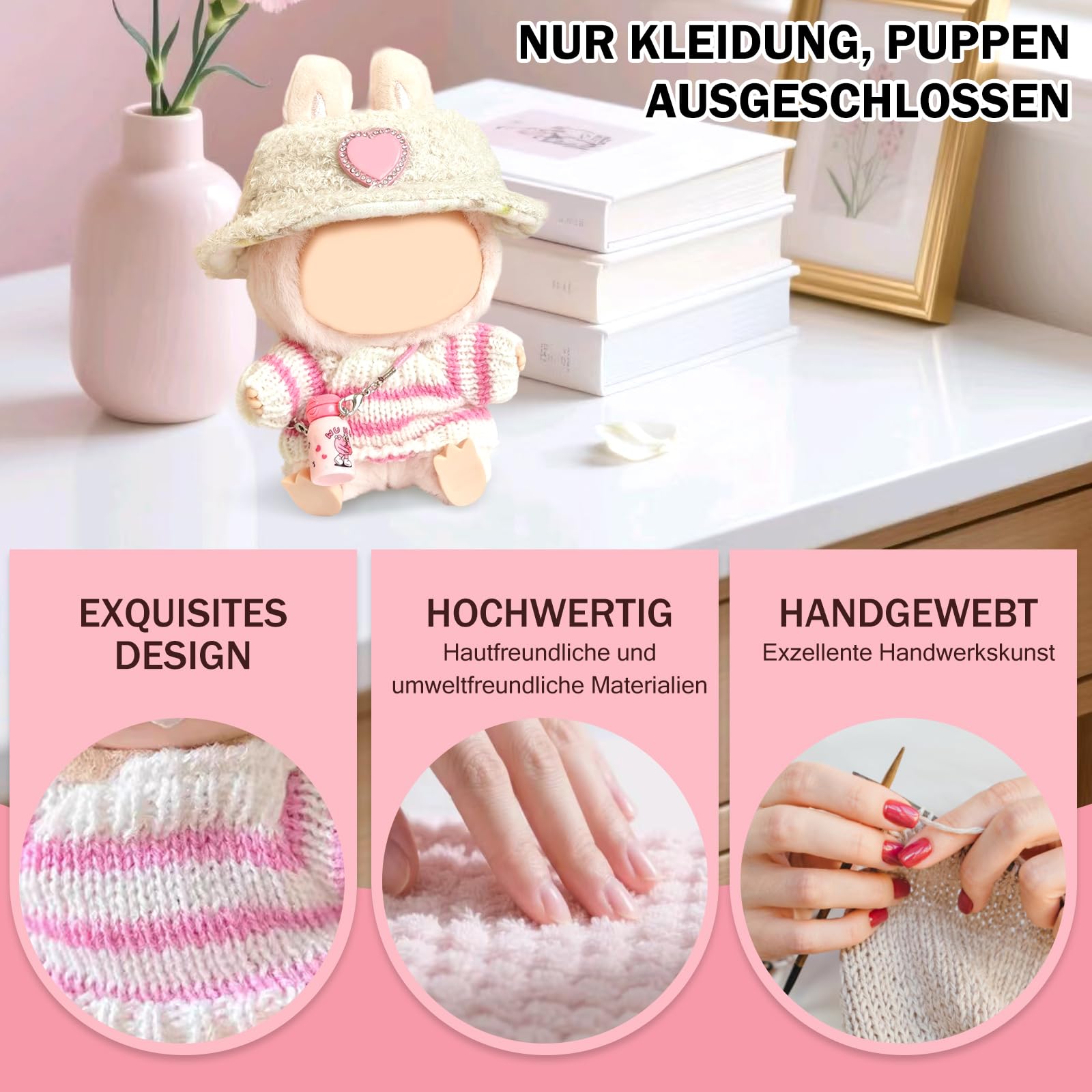 Set di 2 simpatici mini peluche vestiti accessori per bambole
