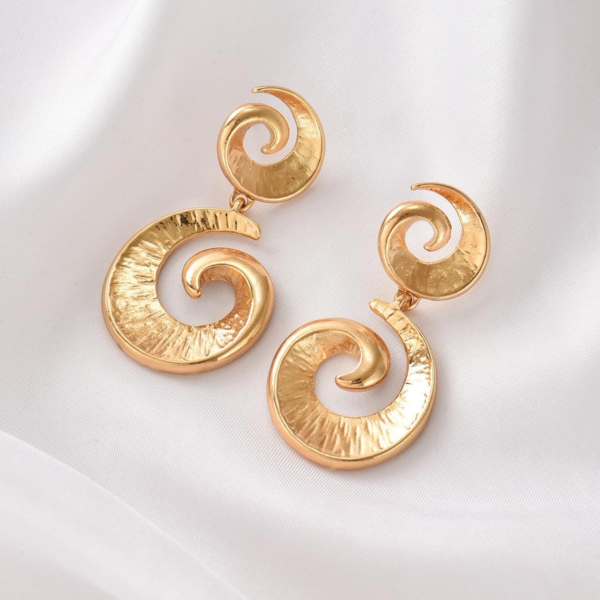 Chunky Statement Earrings for Women Trendy Big Spiral Dangle Earrings Long Swirl Drop Earring Bold Abstract Large Earring Unique Fashion Chunky Jewelry - Image 5