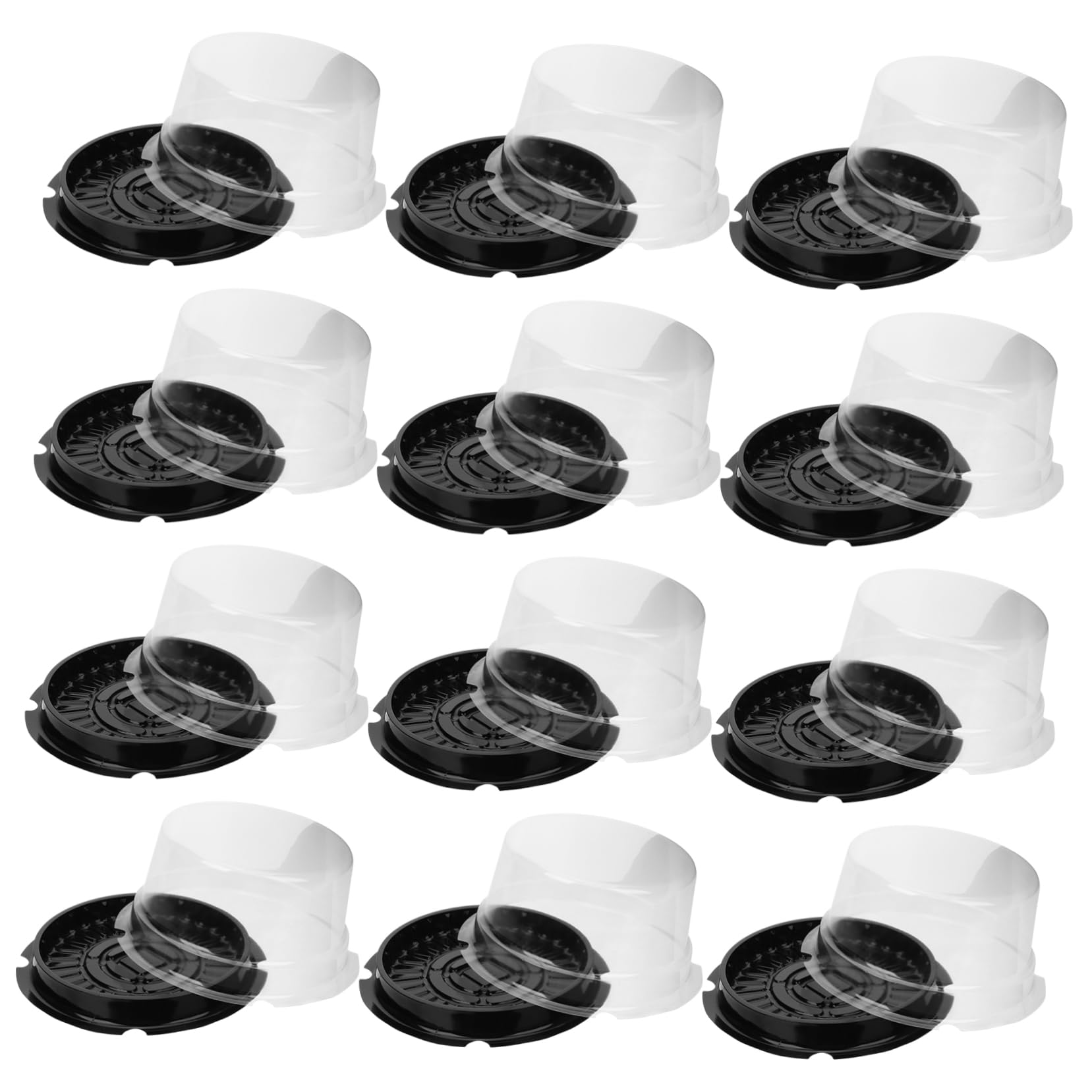 OUNONA 50Pcs Clear Plastic Cake Containers with Lid Cake Slice Carrier for Pastries Cupcakes Cookies and Muffins for Bakeries Parties and Home Use