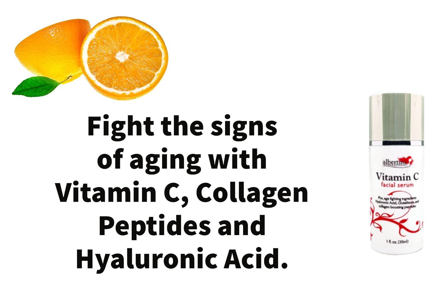 VITAMIN C Serum 1 oz. Anti-Aging Skin Brightener with Hyaluronic Acid and Collagen Boosting Peptides