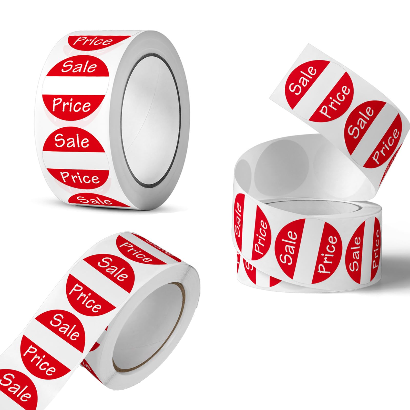 Yuelulala 3 Rolls Price Labels Sale Paper Stickers Self Adhesive Round Red Price Retail Stickers for Shop Store Waterproof 500 Labels Per Roll for Retail Stores Supermarkets (A155-3)