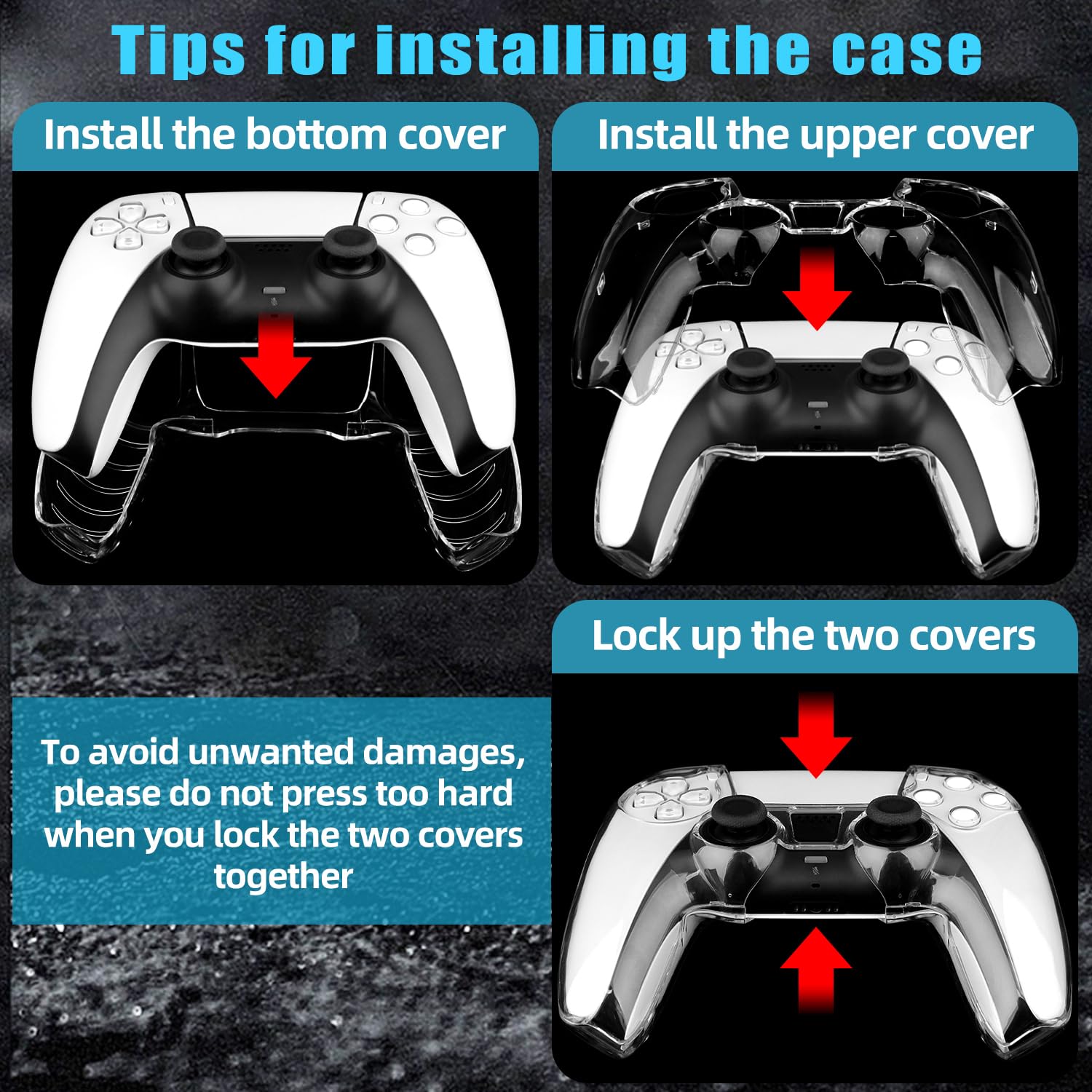 OSTENT Carcasa Protectora de Cristal Transparente Duro, Funda de Piel para Sony PS5 DualSense Wireless Controller