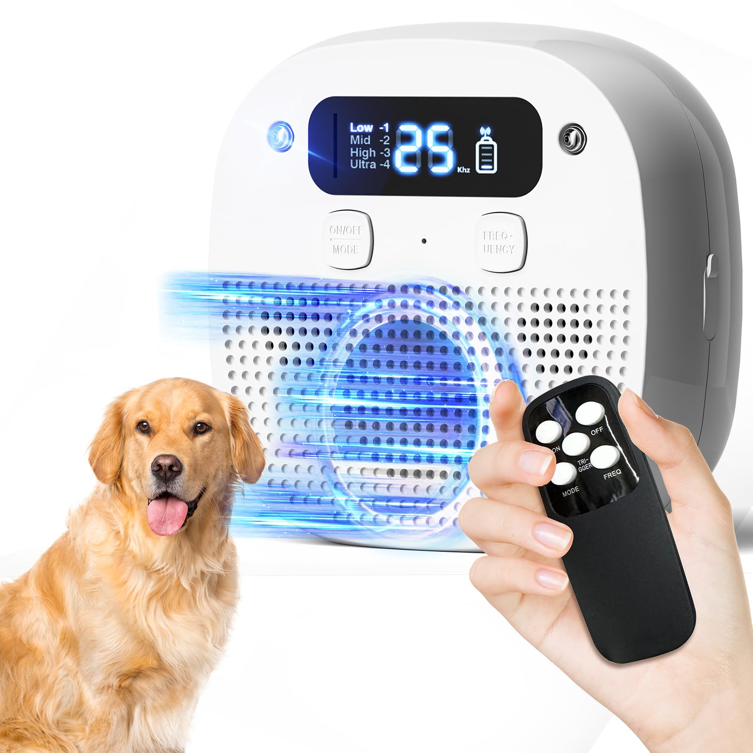 Dispositif anti-aboiement pour chien noir portable avec boîtier émetteur sonore