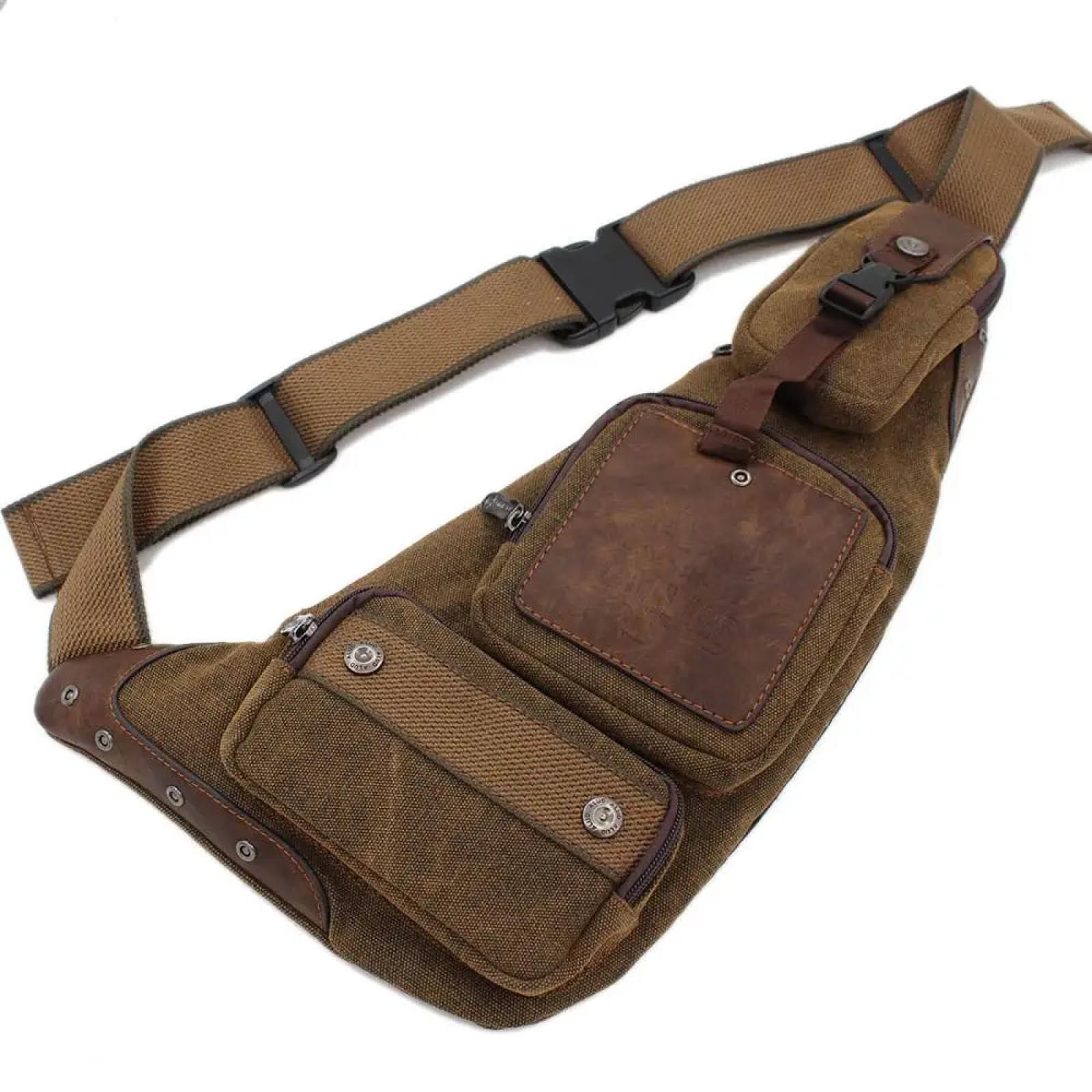 Riñonera Hombre Mochila Hombro Bandolera Bolso De Pecho Viaje Senderismo Moda Lona Mensajero Masculino Bolsas Laterales
