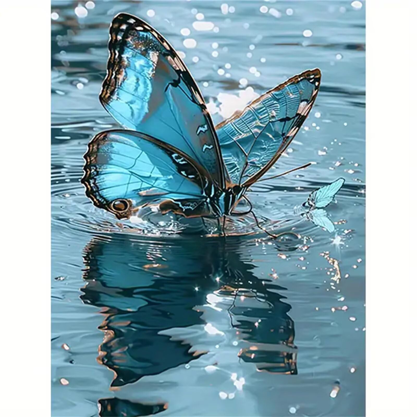 Yoonqun Mariposa de agua Pintar por Numeros con marco DIY Cuadro Con Números Kit de Pintura al óLeo Digital para Adultos de Lienzo Paint by numbers Kits Manualidades para Hogar Decoración 50x65 cm