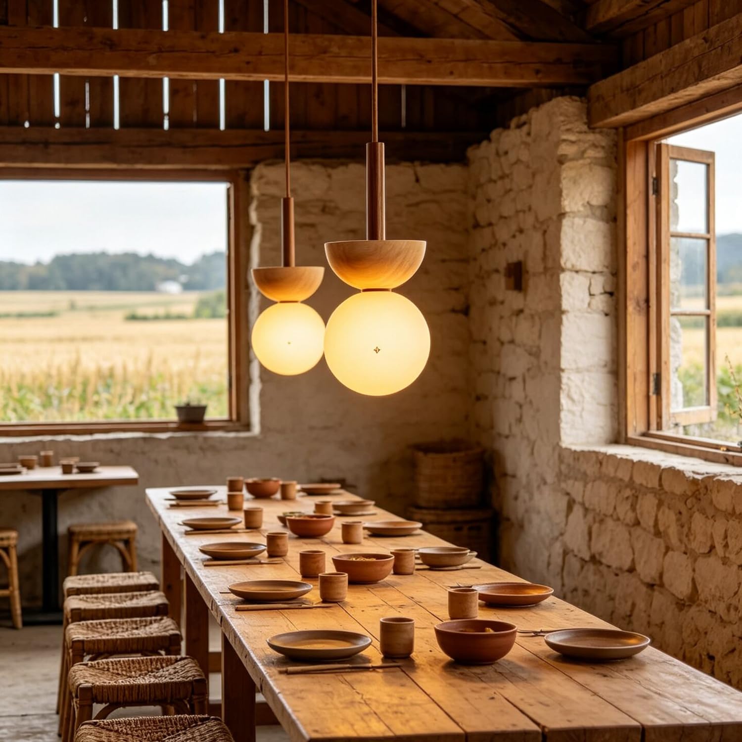Lampada a sospensione in travertino naturale Lampadario a testa singola