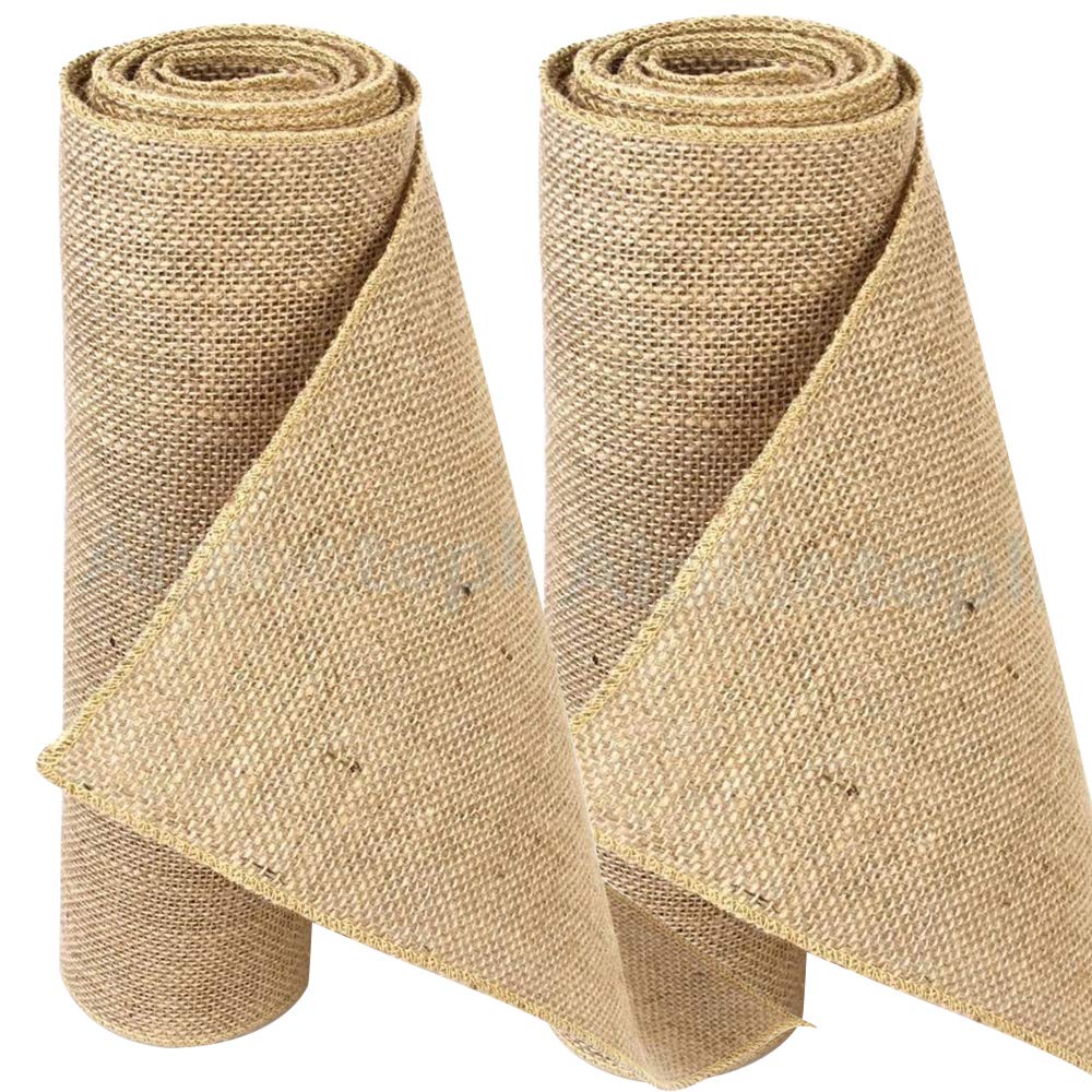 Time To Sparkle Jute 30Cmx20m (2 Rolls, 30Cmx10m/Roll) Hessian Roll Table Runner Rustic Burlap Fabric Sewed Edge Vintage Shabby Chic