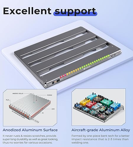 Miniatura 2 de Vangoa Pedalera de guitarra con fuente de alimentación aislada, PD-M aluminio de una pieza doblada portátil plegable con bolsa estilo mochila