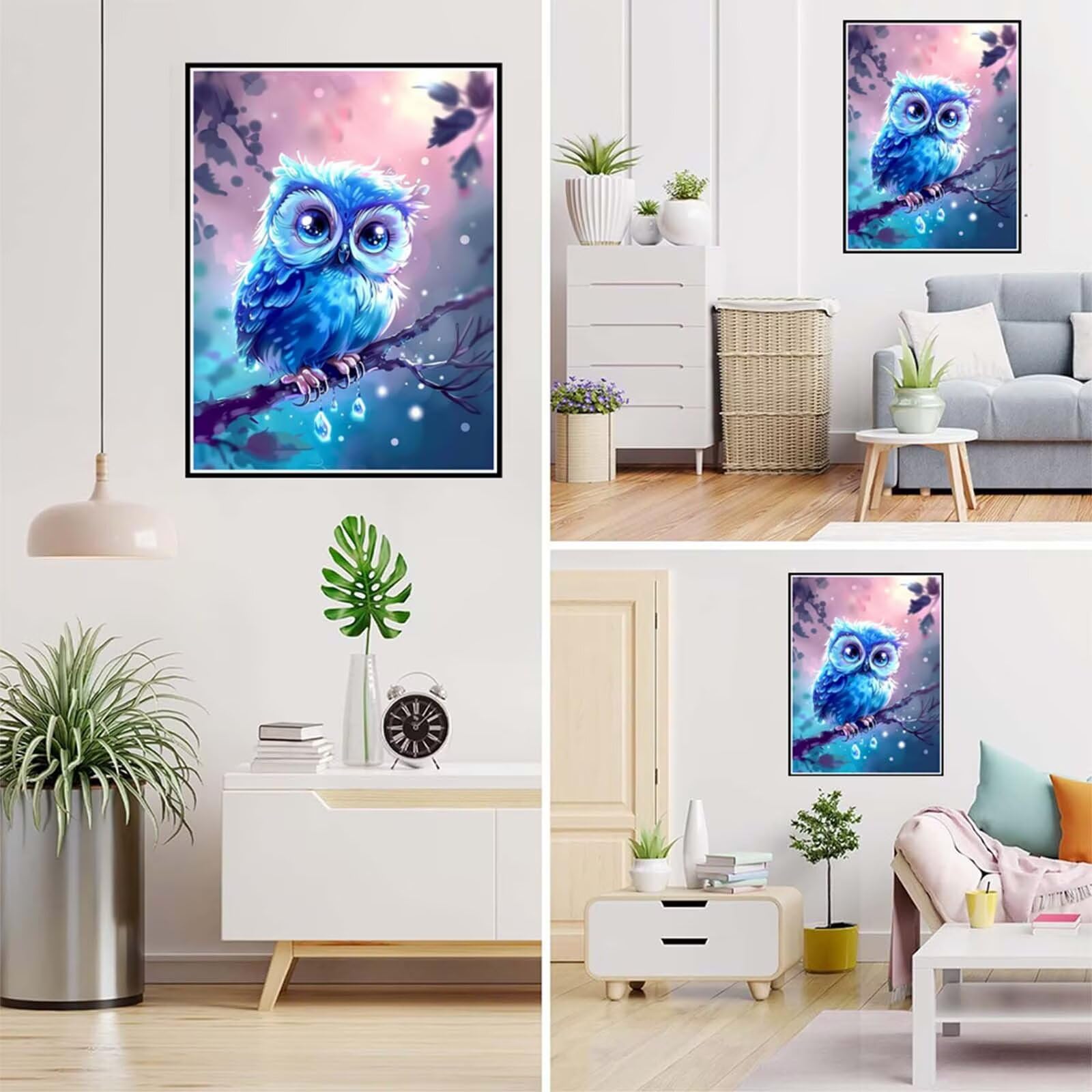 Diamentowa sowa, zestawy do malowania diamentami dla dorosłych, 5D Dimond Art Tree Gem Arts and Crafts Paintings, zestaw do haftu krzyżykowego, hobby dla dorosłych i kobiet, dekoracja pokoju, 70 x 100