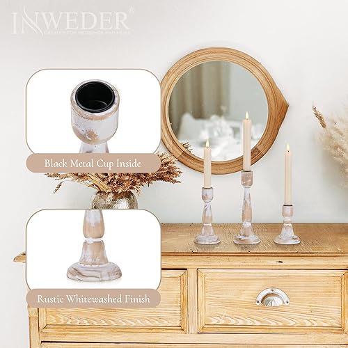 Miniatura 5 de Portavelas cónicos de madera candelabros de madera, decoración rústica de otoño para sala de estar, mesa de comedor, centro de mesa de Navidad,