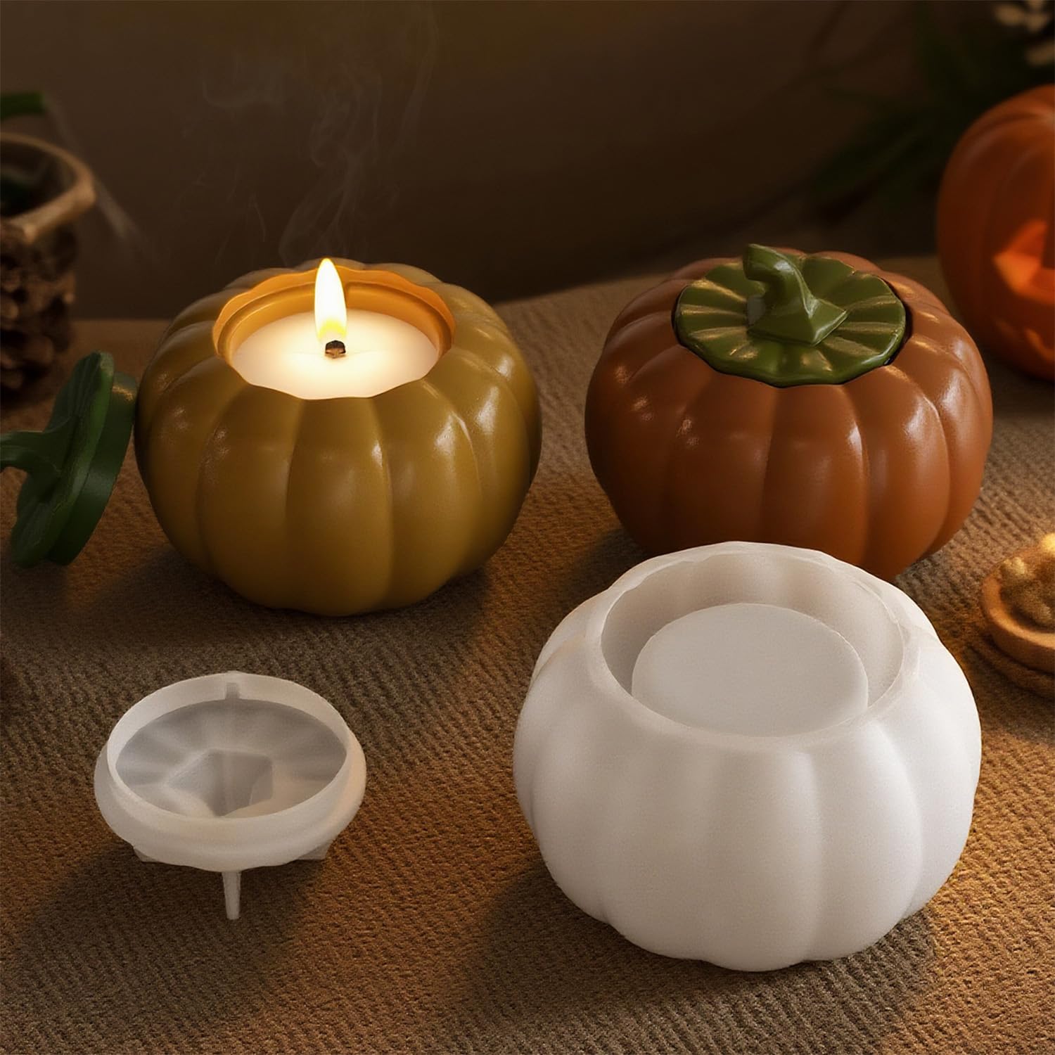 3 Pieza Molde de Calabaza En Resina, Molde de Calabaza de Halloween