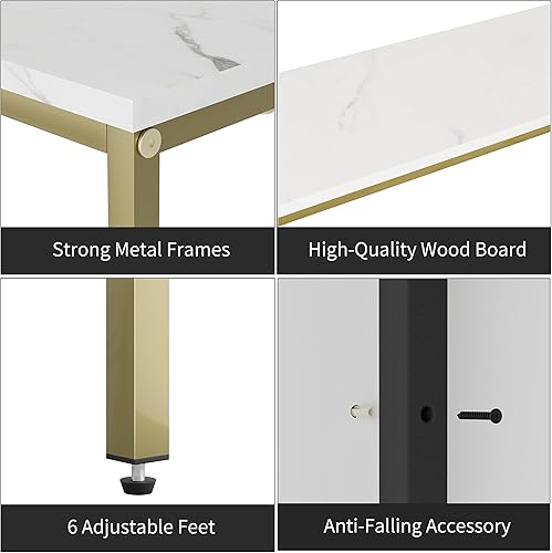 Miniatura 6 de Mesa de consola de 70.9 pulgadas con toma de corriente, mesa estrecha y larga moderna al lado del sofá, mesa de entrada delgada con marco de metal