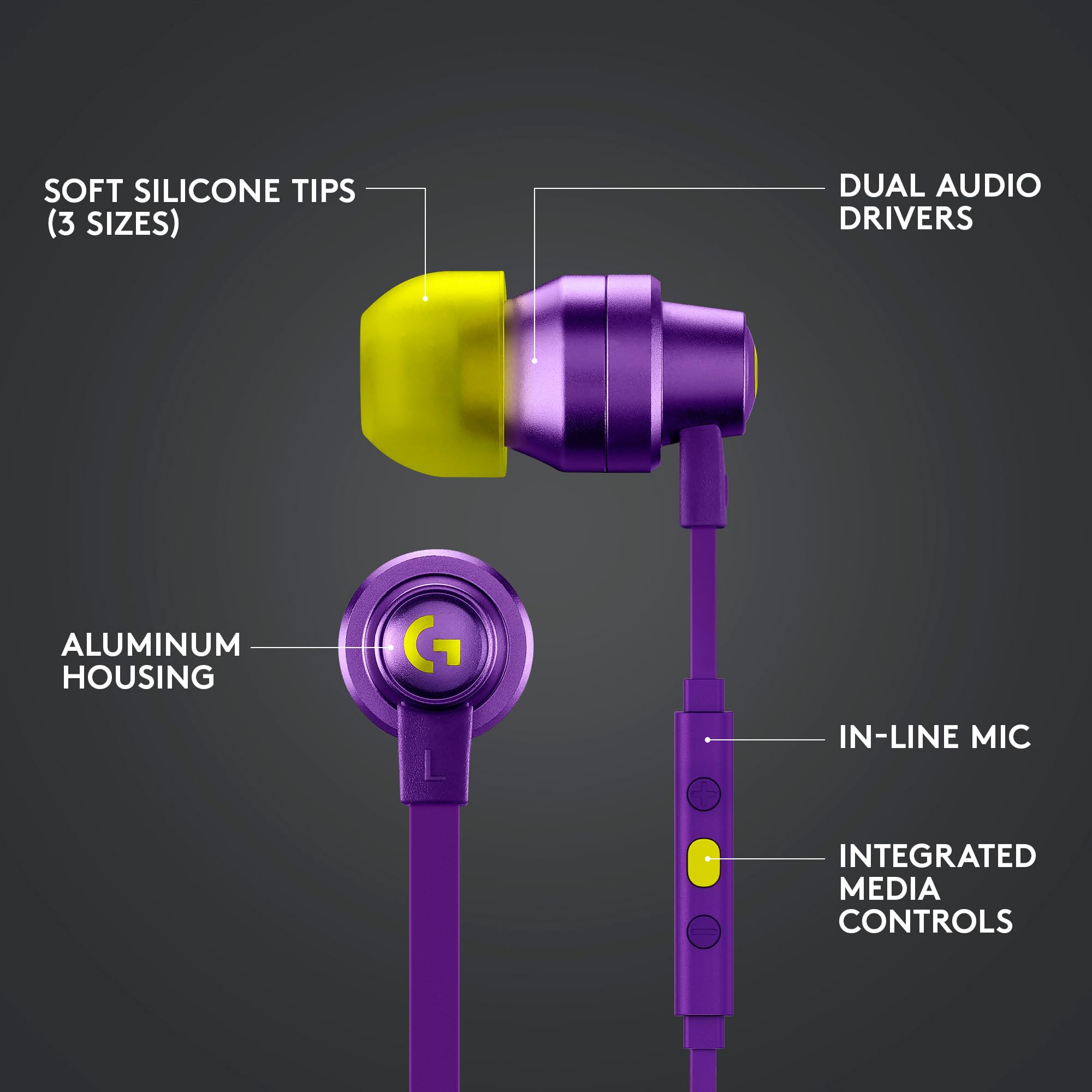 Logitech - G333 in-Ear Gaming Headphones Purple