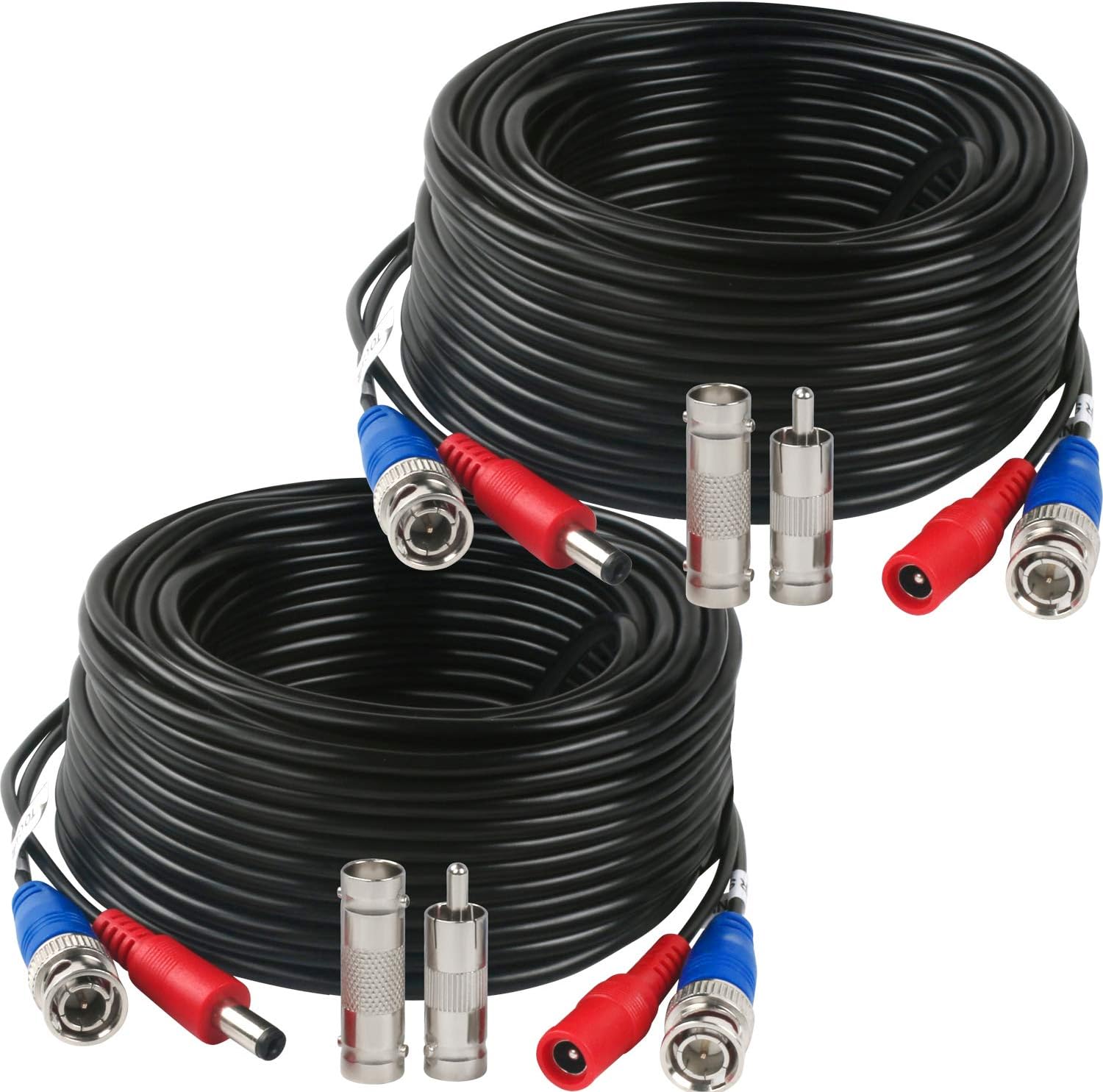 2 Pack 50 Feet BNC Video Power Cable,BNC Extension Wire Video Security Camera Wire with Connectors for CCTV Camera DVR Surveillance System