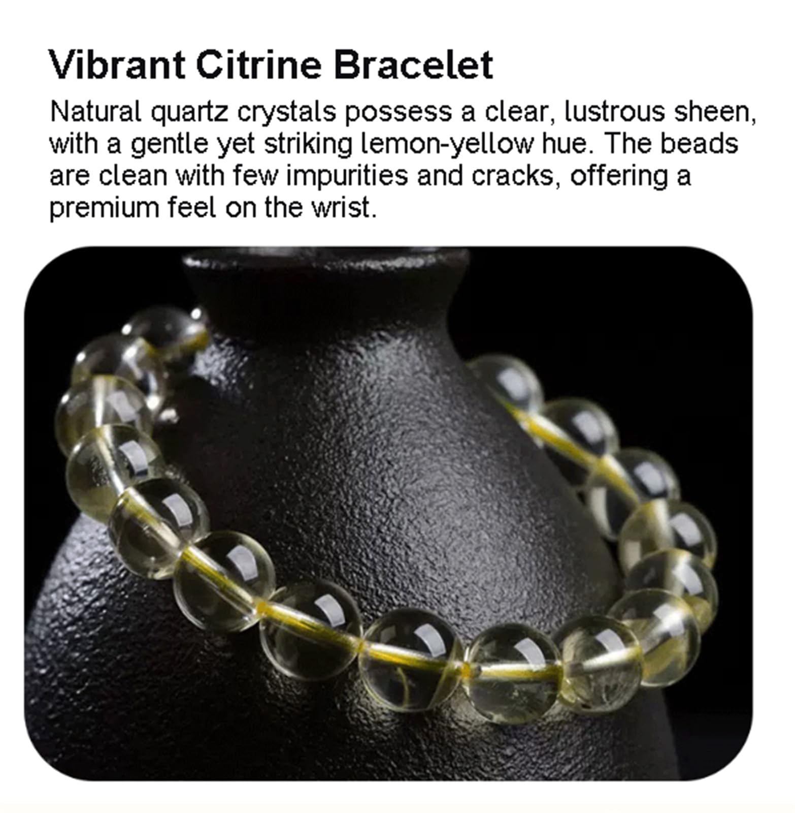 Bracciale con Pietre preziose curative Naturali, Perle di citrino | Braccialetti di quarzo giallo portafortuna, braccialetti elasticizzati con perline fatti a mano, gioiello regalo