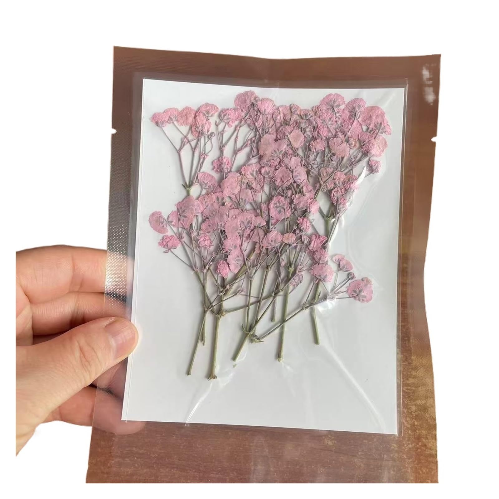 WJIAYAO dried gypsophila flowers 7-10CM, Dried Pressed Flowers Babys Breath,Dry Press Gypsophila Branch DIY for Bookmark Card(03-Pink)