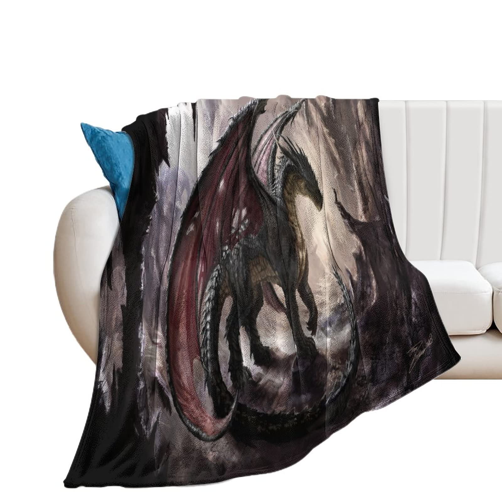 Couverture dragon abstrait contre le froid pour canapé en poluche douce