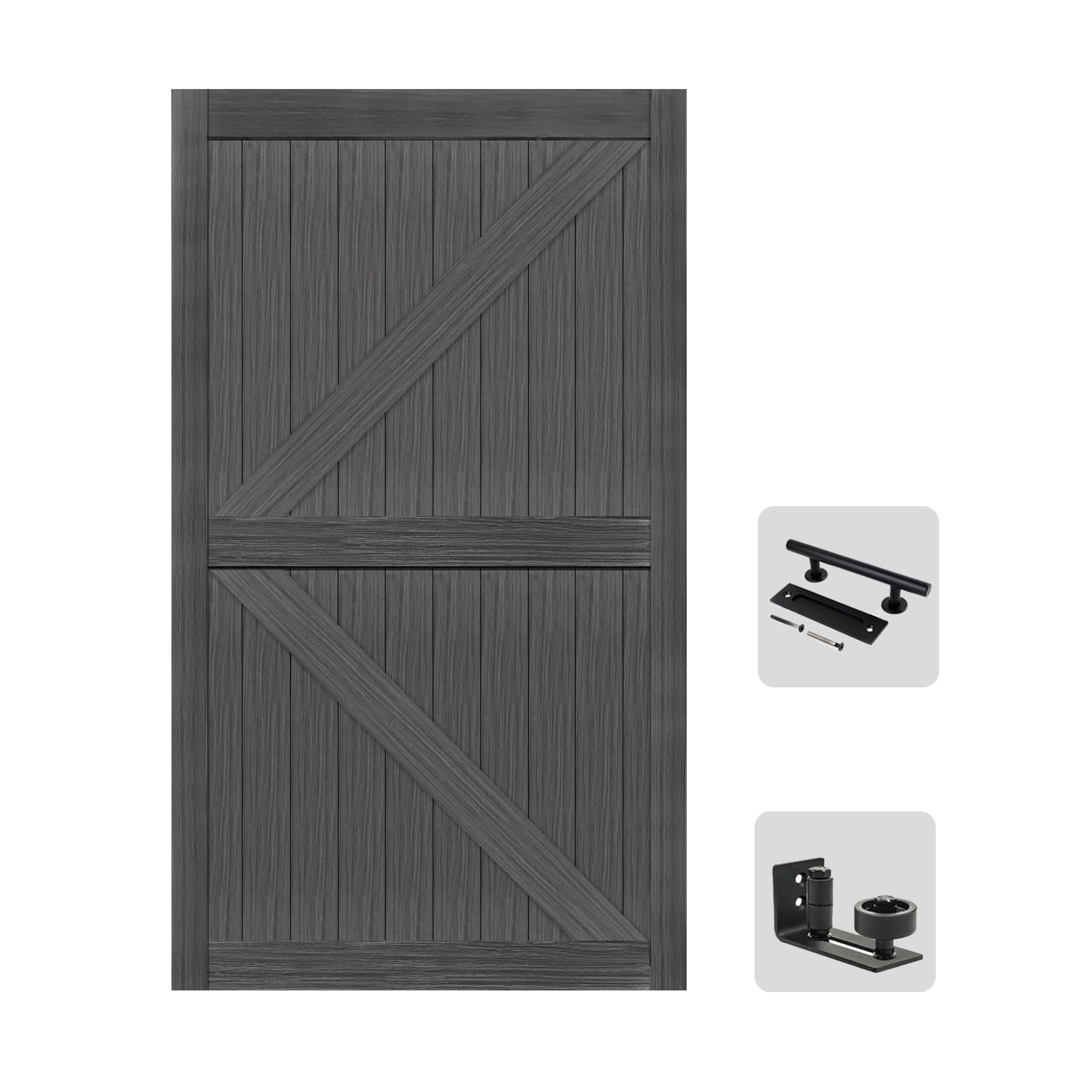 S&Z TOPHAND® 46in x 84in MDF Deep Gray Barn Door, 21-60in Solid Barn Door Slab Covered with Water-Proof PVC Surface, Simple Assembly is Required