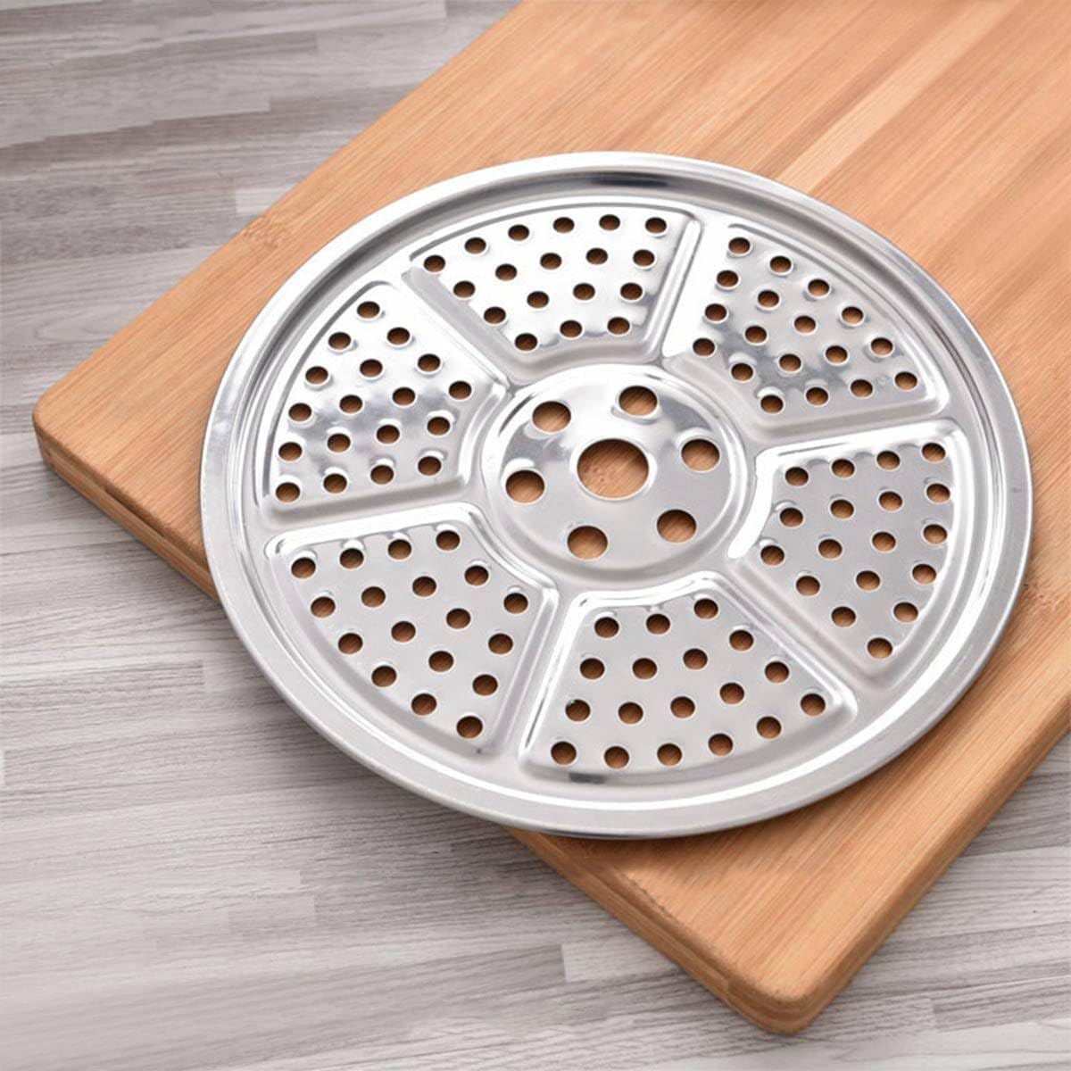 Queenbox 18.1in Round Stainless Steel Canning Rack, Pressure Canner Tray Steamer Cookware Hollow Plate for Cooking Food Vegetable Rice Meat, Silver