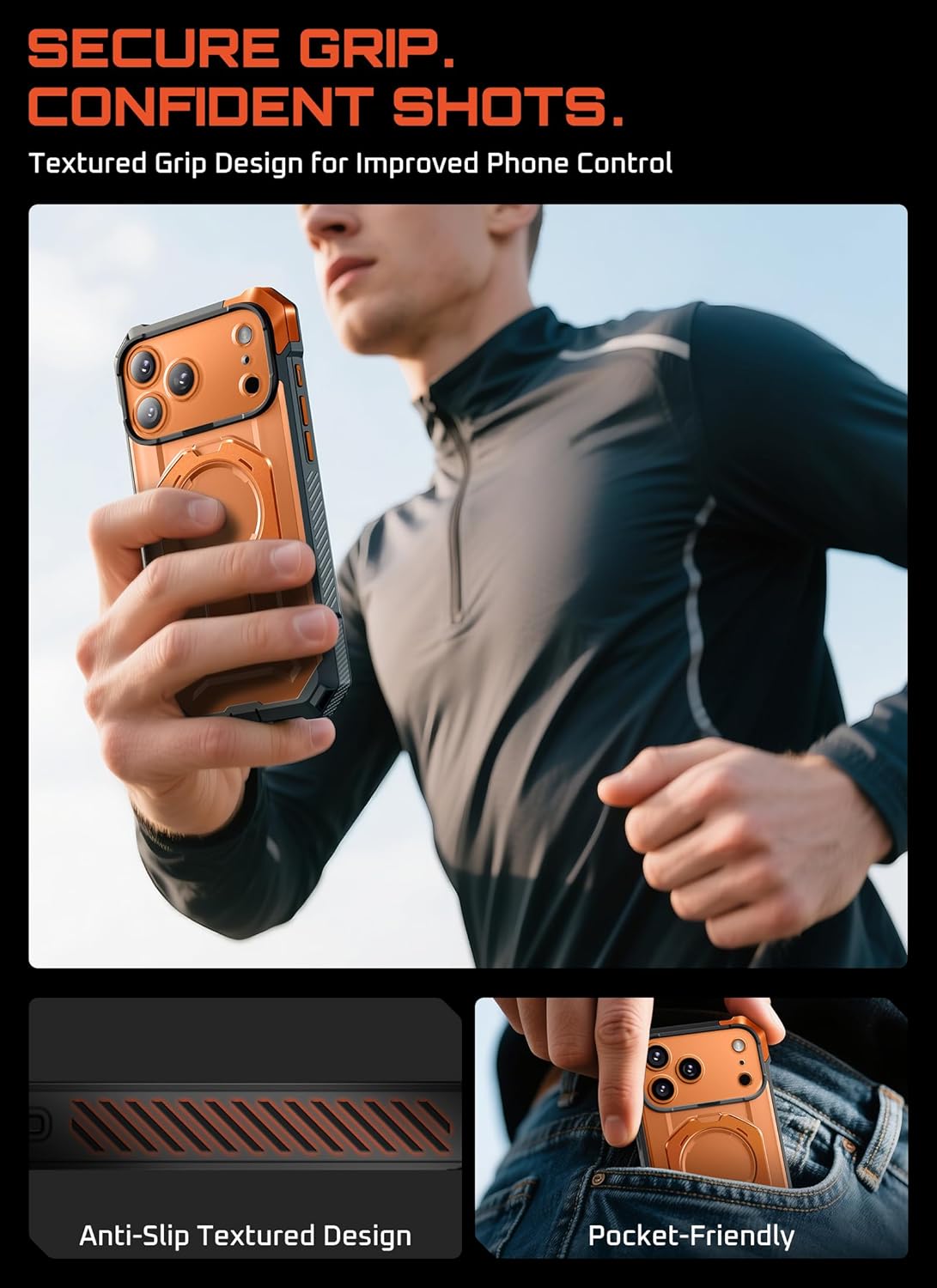 SUPCASE for iPhone 17 Pro Case with Kickstand (Unicorn Beetle Grip), [Camera Control Cover] [Compatible with MagSafe] [Military-Grade Drop Protection] Heavy Duty Magnetic Phone Case, Coral - Image 8