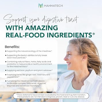 Mannatech Digestive Enzymes and Probiotics - Powered by Ambrotose Derived from The Aloe Vera Plant - Digestive and Colon Cleanser Helps Support Overall Gut Heath - MannaCleanse 120 Capsules