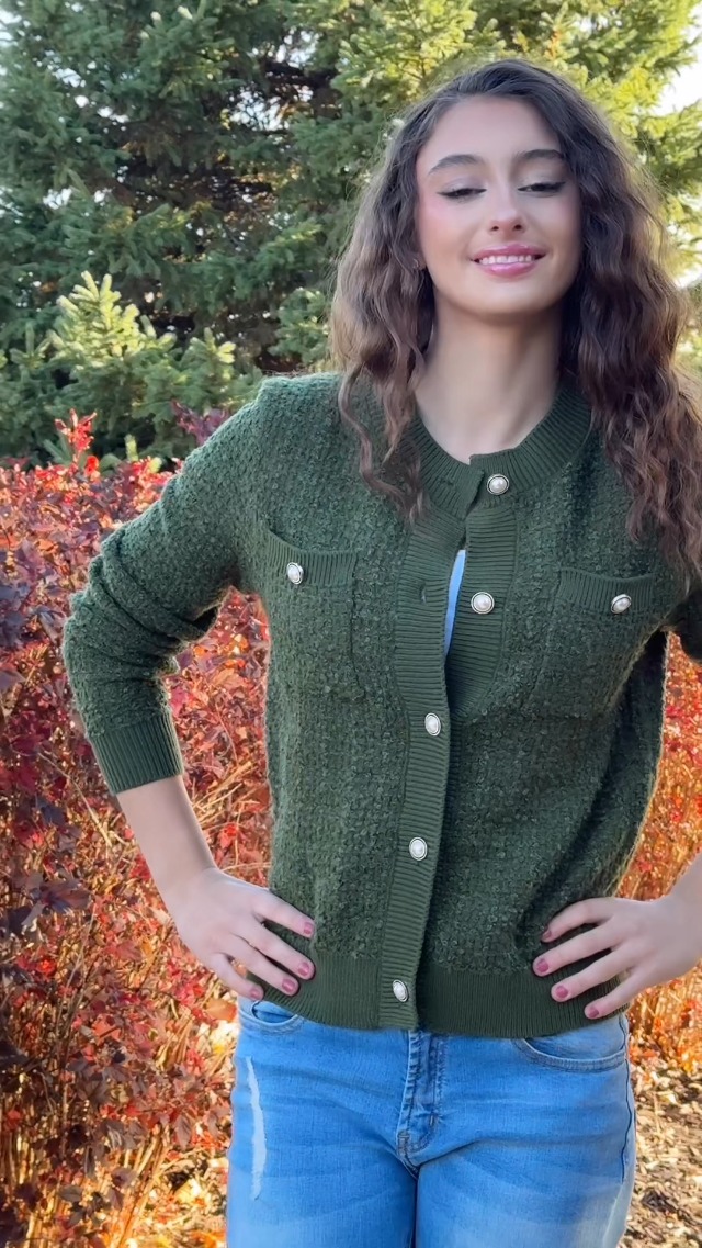 Cardigan Donna Grace Karin - Maglione Con Bottoni, Tasche, Viscosa/Poliestere, Autunno/Inverno - Foto 3