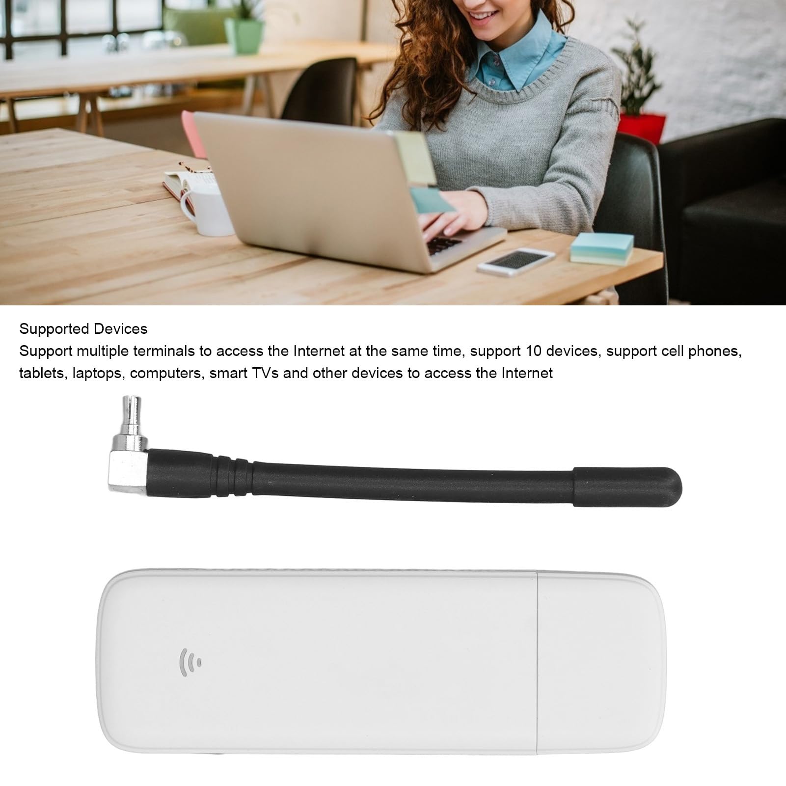 Modem WiFi USB 4G LTE Portable sans Fil avec Antenne Externe Amovible, Plug and Play, 10 Appareils Pris en Charge, Routeur WiFi avec Emplacement pour Carte SIM, édition UE-Asie