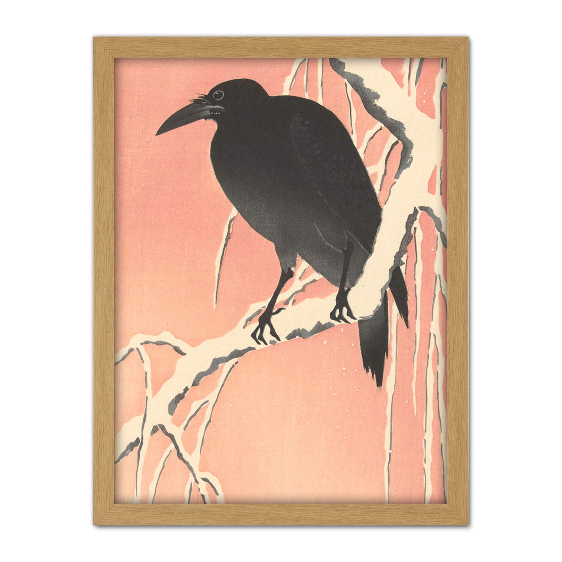Artery8 Ohara Koson Crow On Snowy Branch Japanese Painting Artwork Framed Wall Art Print 18X24 Inch