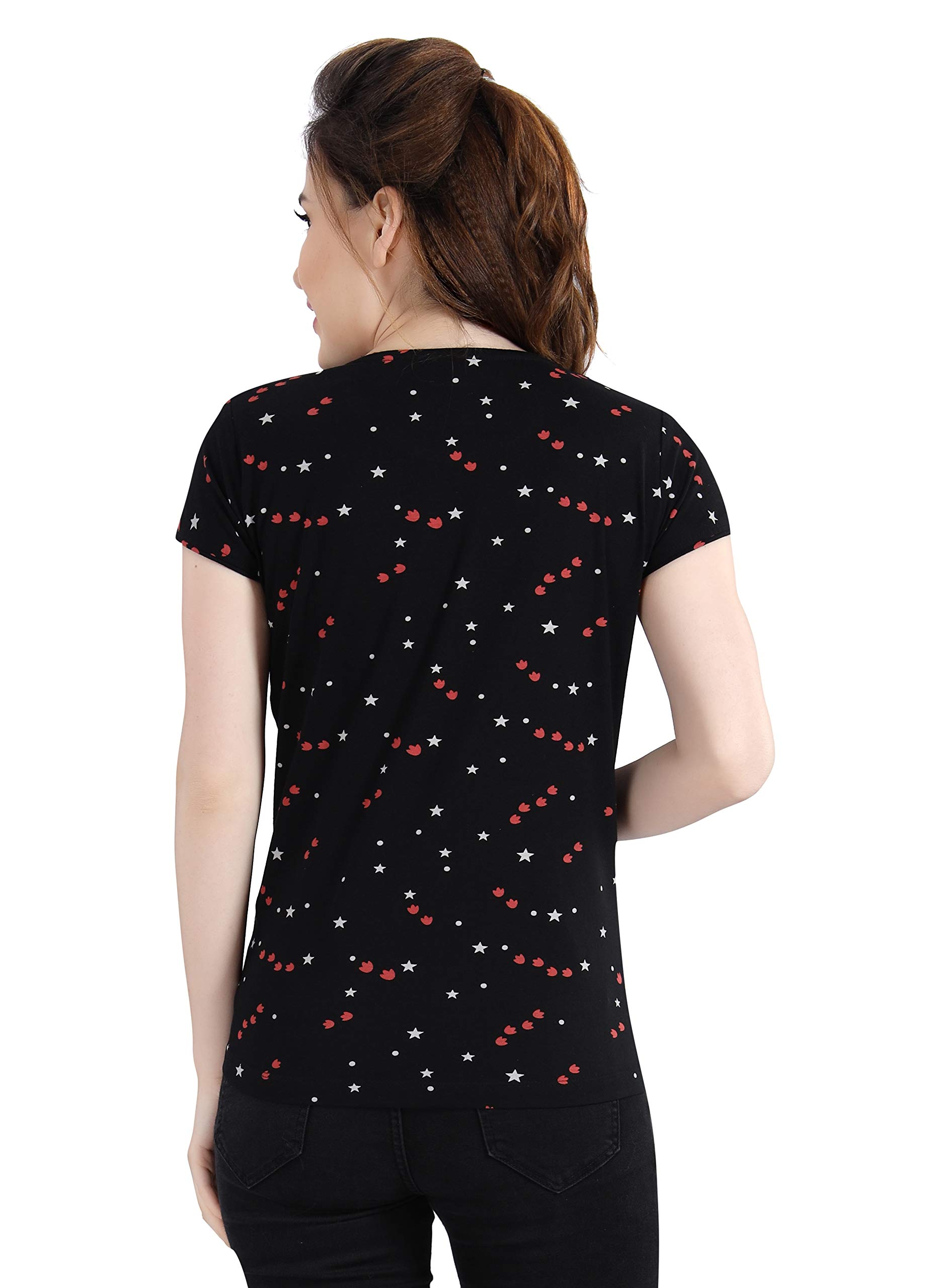 AV2 Women's Cotton Printed Maternity Feeding Tunic Top, Black, M - Regular Fit