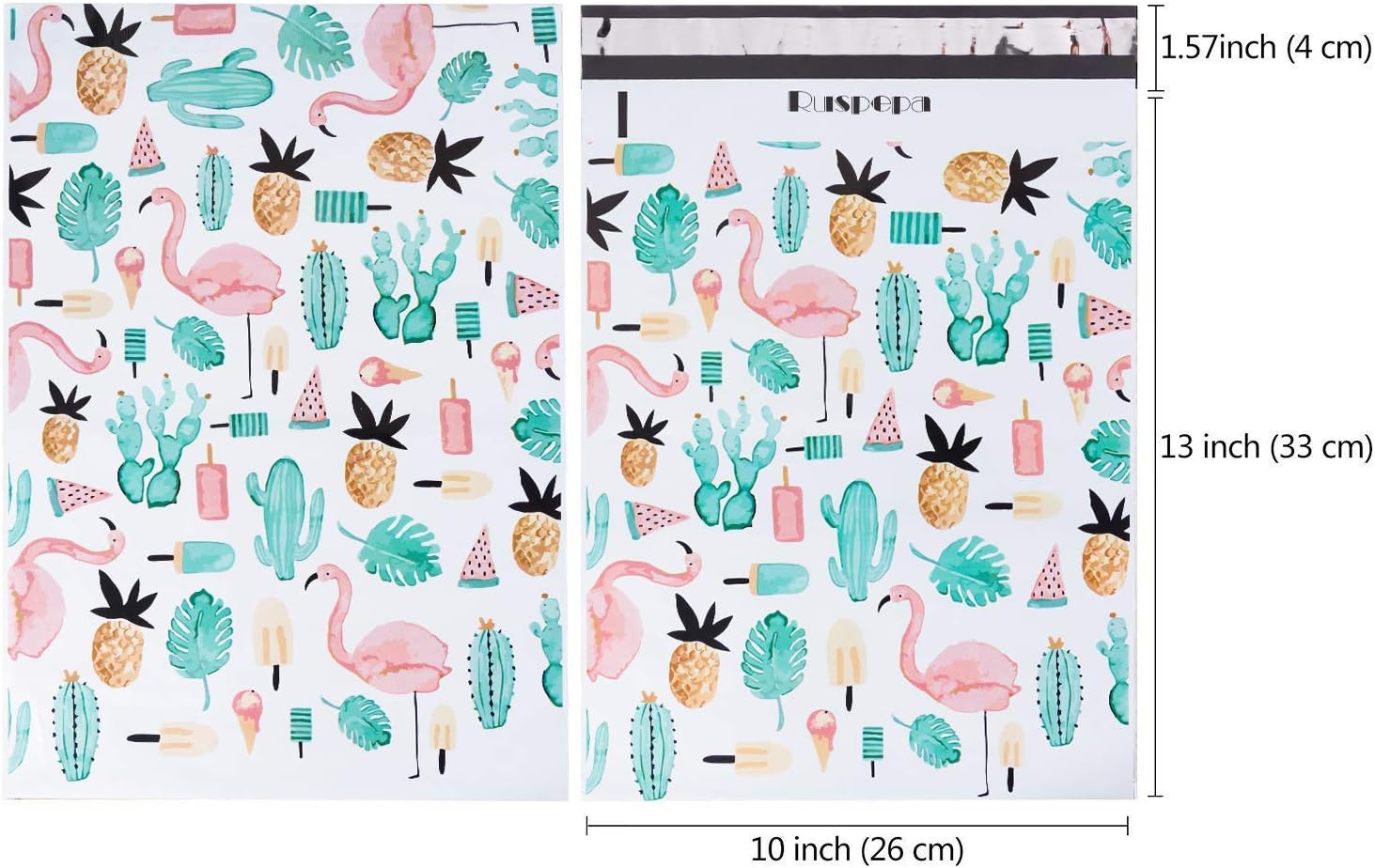 RUSPEPA Poly Mailers 10x13 Shipping Bags 2.3 Mil Variety Pack - Summer, Flamingo, Floral, Feather Printed Self Seal Mailing Envelopes 40 PCS : Office Products