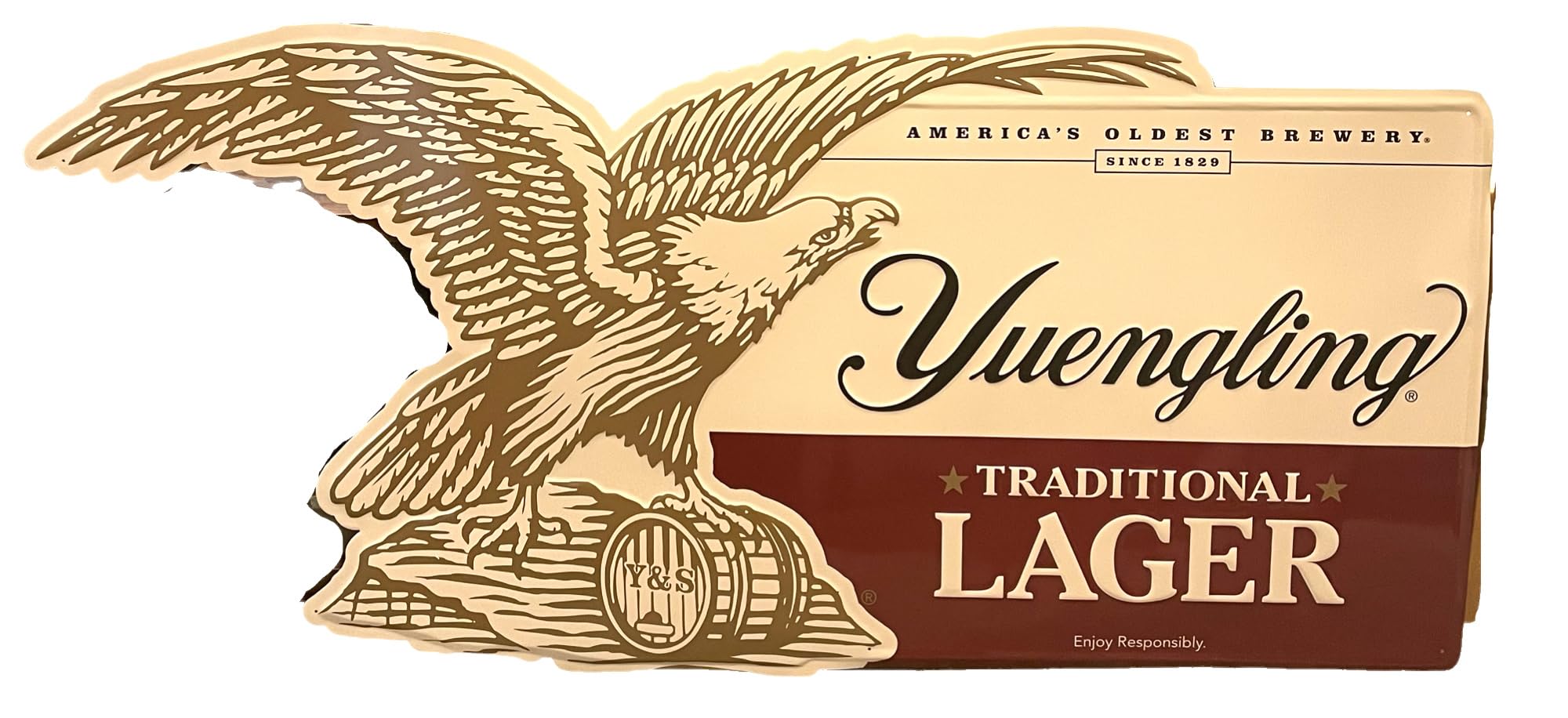 Yuengling Traditional Lager Beer Metal Tin Tacker Sign | 5ft x 28"