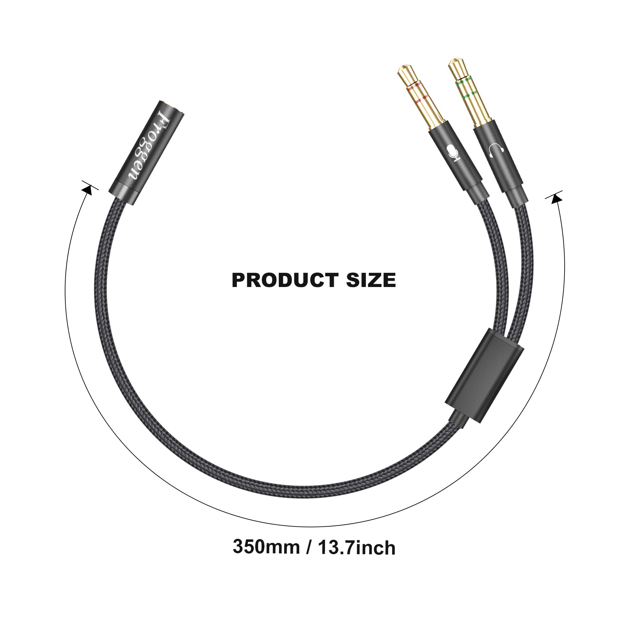 Adapter rozdzielacza audio Y, gniazdo 3,5 mm na podwójne gniazdo jack 3,5 mm do zestawu słuchawkowego i mikrofonu, do komputera stacjonarnego/laptopa z adapterem audio
