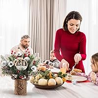 Vista 2 de Mini Christmas Tree Artificial Mini Christmas Table Decorations DIY Mini Christmas Tree Tabletop Ornaments Wood Base Small Christmas Tree Decor for