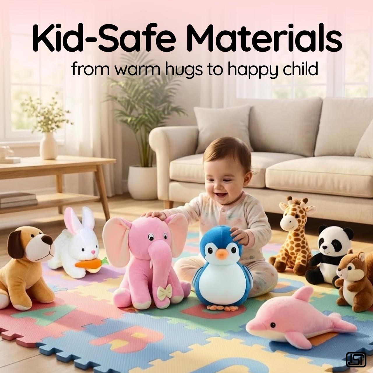 Future Shop Pack of 4 Elegant Soft Toys Combo Set Appu Elephant (25 cm), Penguin(20 cm), White Rabbit(28 cm), Setting Dog Mini (25cm) for Kids. 1