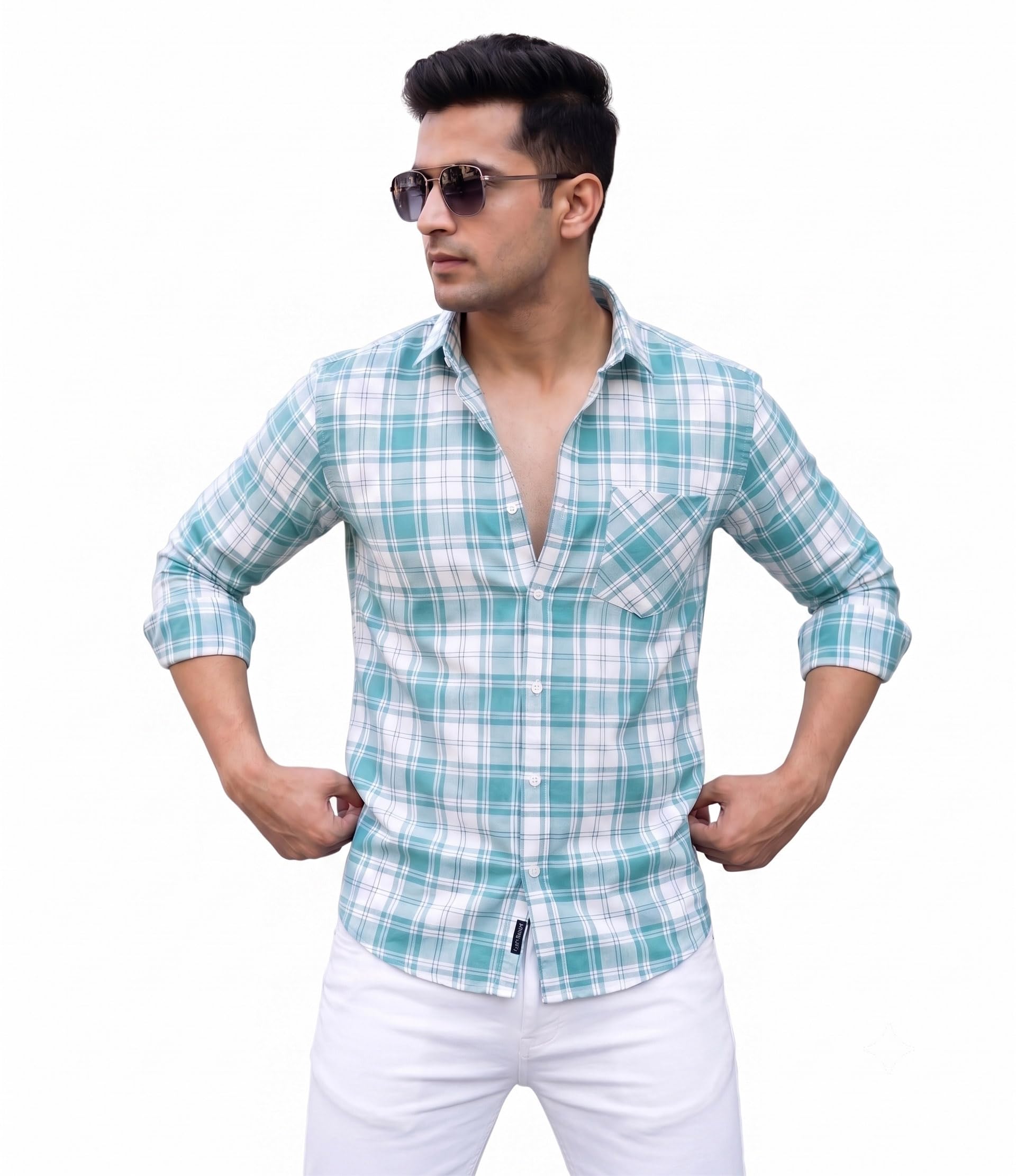 Men's Cotton Blend Checked Casual Wear Shirt | Slim Fit | Full Sleeve | Plaid Design for Party-picture-53