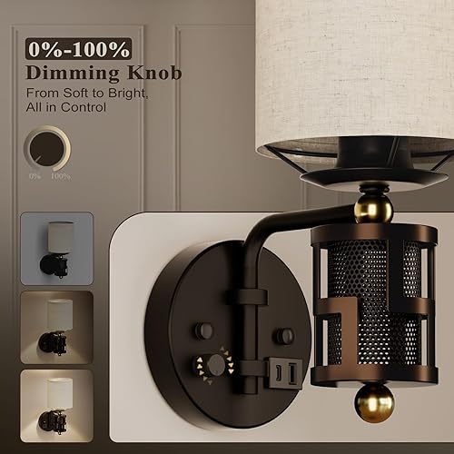 Miniatura 2 de HYMELA Aplique de pared de cristal transparente, lámpara de pared negra mate con base E26, moderna lámpara de pared interior cableada para sala de