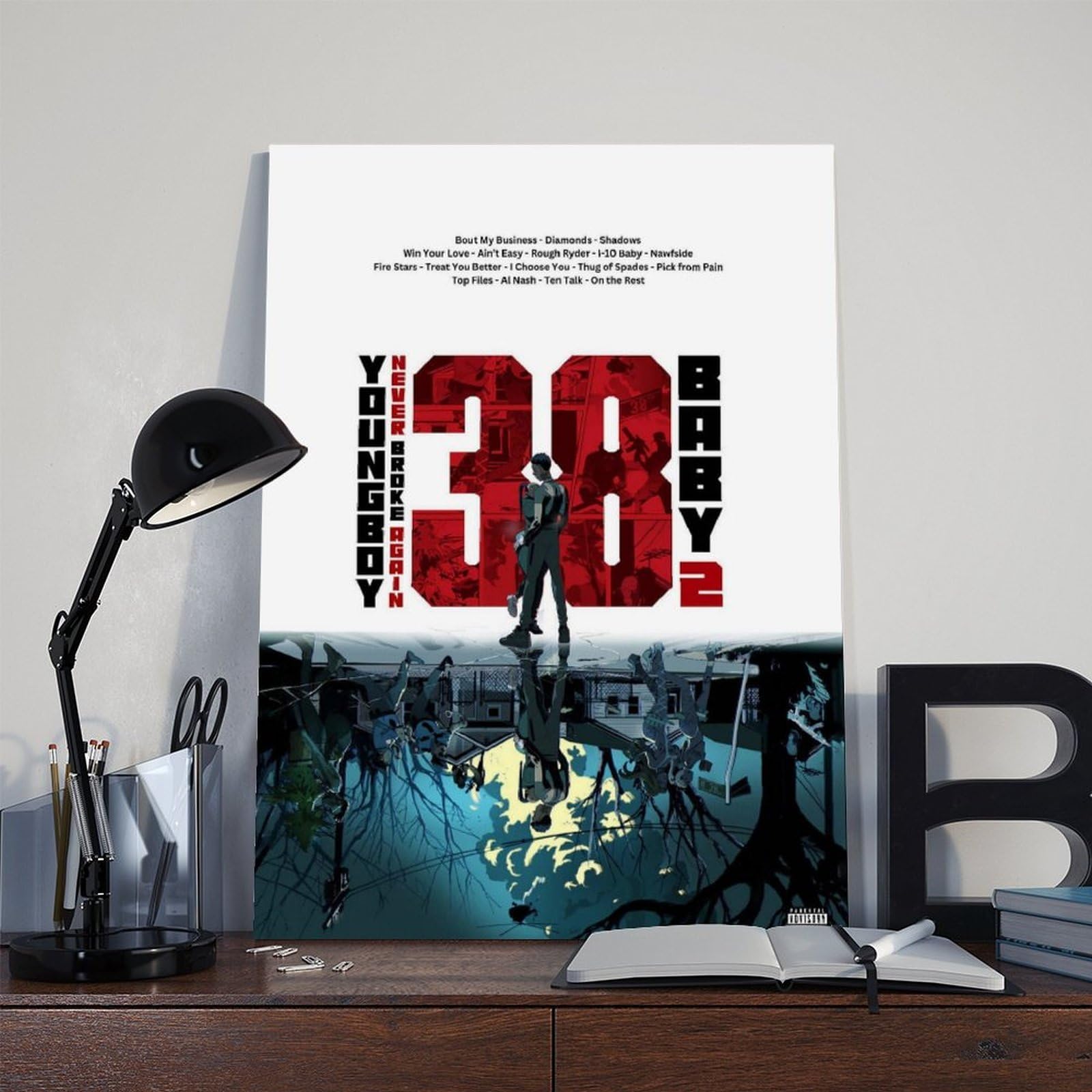 PUOGRD YoungBoy - Poster con download digitale, 38 album Baby 2, copertina di album musicali, decorazione da parete, decorazione per ufficio