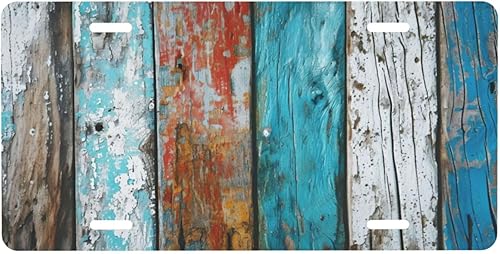 Colorful Vintage Board Front License Plate Car Decor Accessory Aluminum Metal Decorative Car Plate Funny Novelty Vanity Tag with 4 Holes for Men