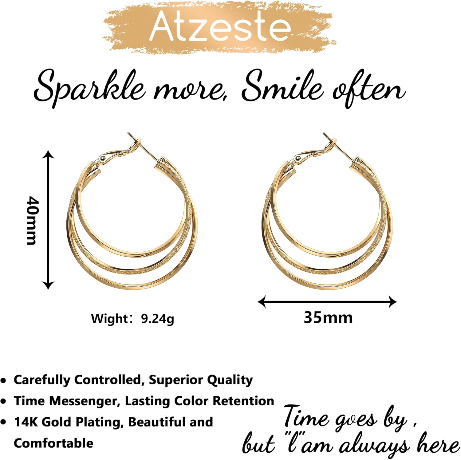 Gold Earrings for Women,14K Real Gold Plated Hoop Earrings,Layered Thin Gold Hoop Earrings for Women,S925 Double Hoop Earrings for Fashion Jewelry Gifts - Image 3