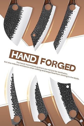 Miniatura 2 de Purple Dragon Juego de 12 cuchillos de chef, acero de alto carbono forjado a mano carne deshuesado tallado cuchillo con accesorios para cocina,